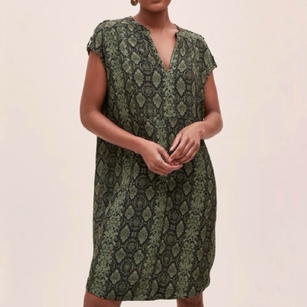 Anthropologie Green Patterned Dress